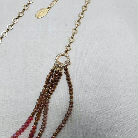 Ali Khan 4 row garnet glass beads with gold chain layered necklace - Picture 7 of 8